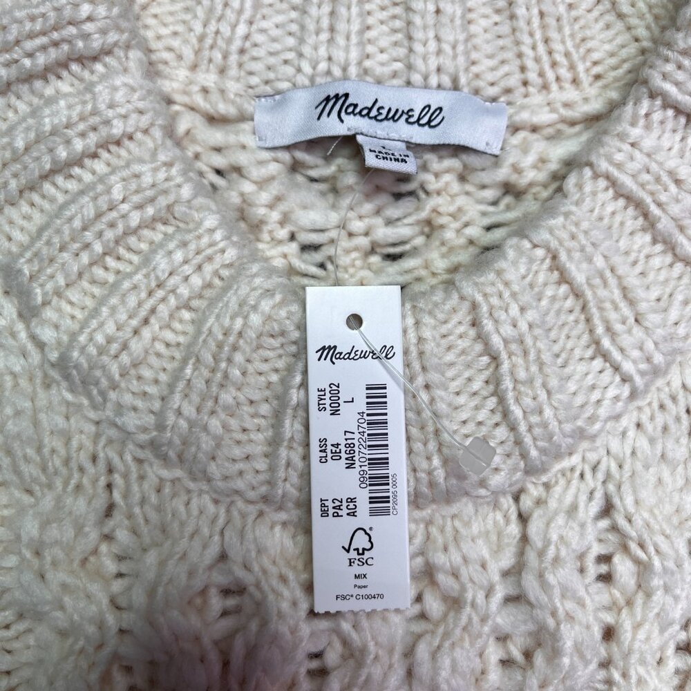 Madewell Cable-Knit Sweater Cream Large - Picture 3 of 8